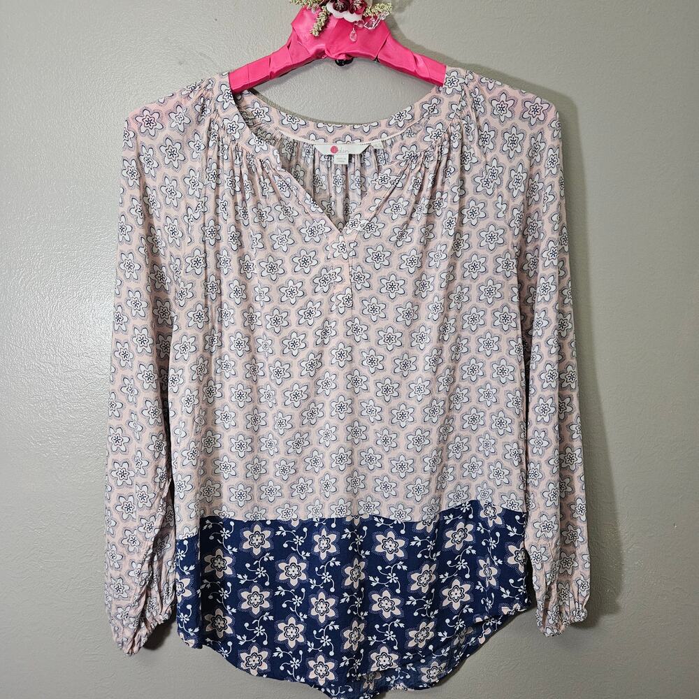 Boden Womens 8 Floral Long Sleeve Tunic Blouse Boho CottageCore SmartCasual